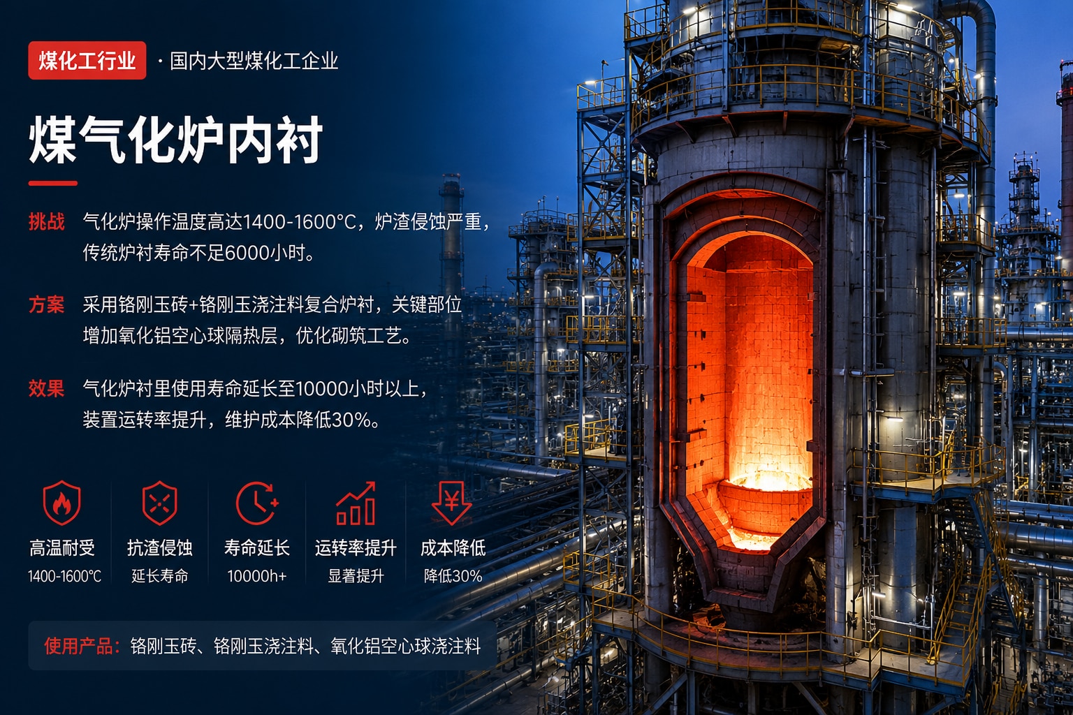 石化行业 煤气化炉内衬 部位配套实景