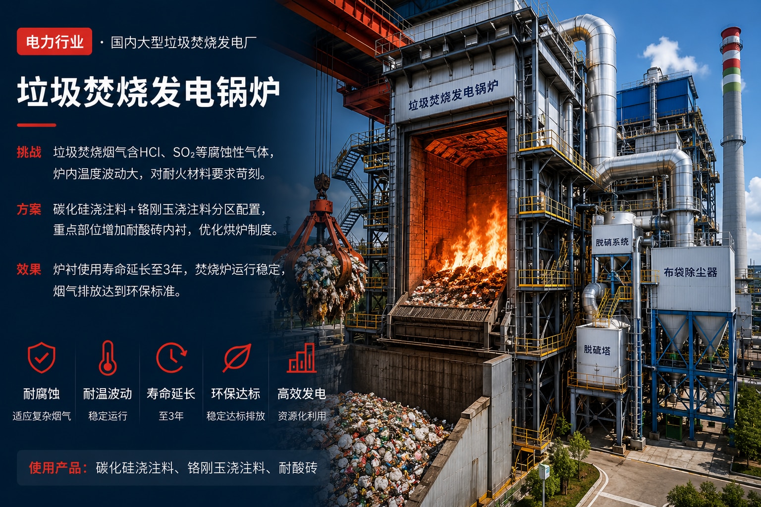 电力环保行业 垃圾焚烧发电锅炉 部位配套实景